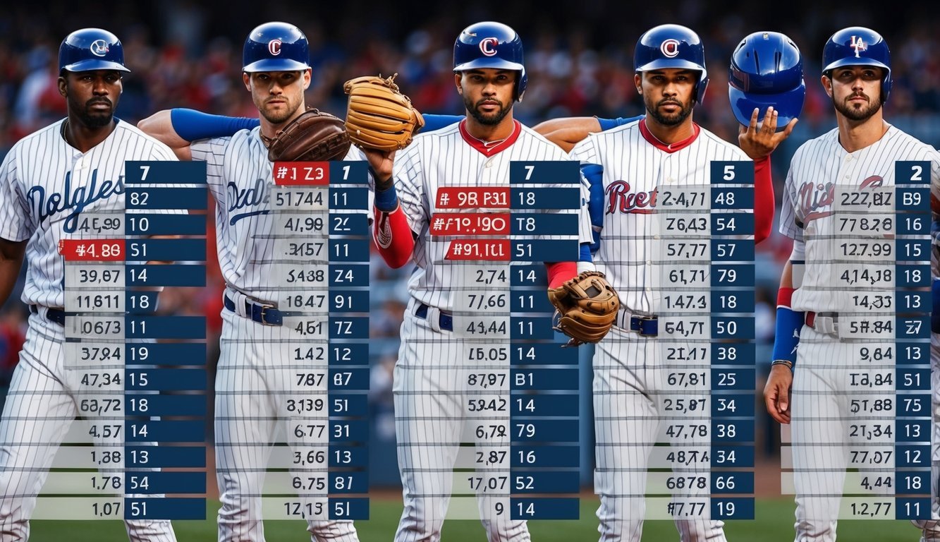 A lineup of baseball players ranked by statistics, with the top second baseman highlighted