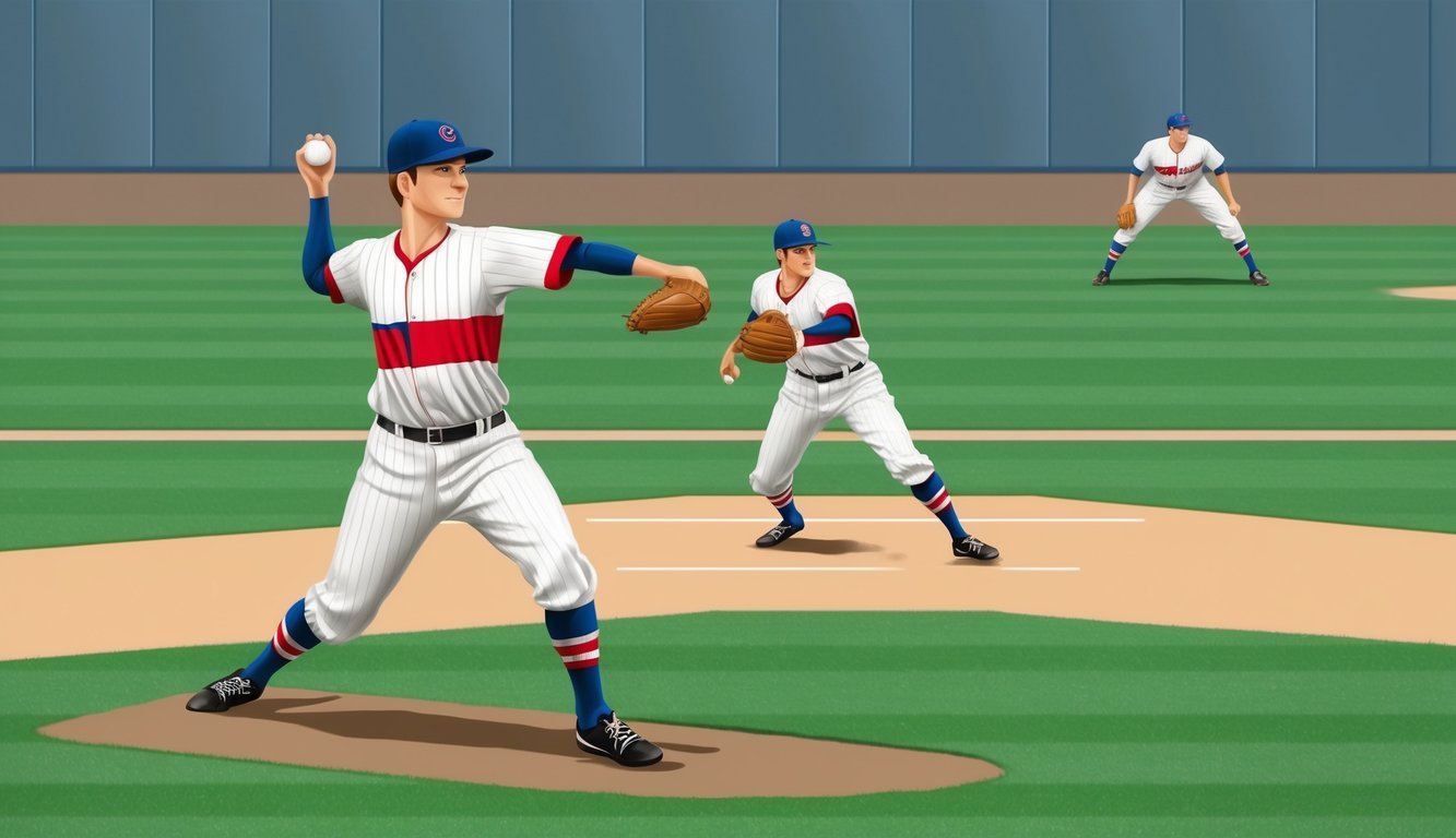 A baseball pitcher demonstrating the proper stance and mechanics for throwing a sinker pitch