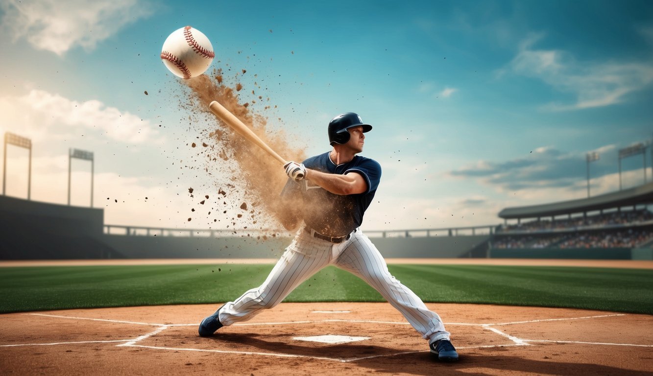 A baseball flying in a chaotic, unpredictable trajectory, challenging the batter's skill and focus