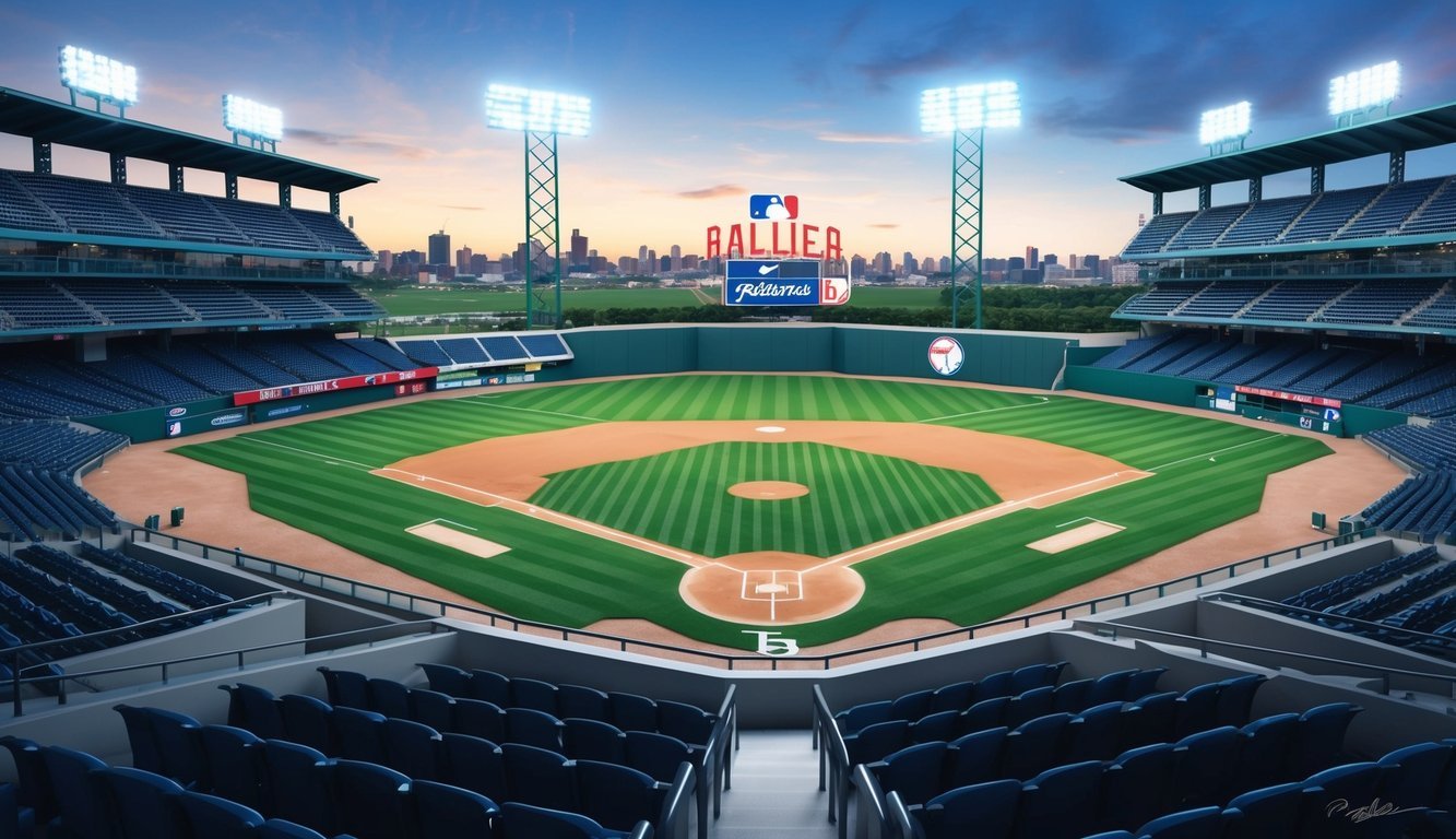 A baseball stadium with elevated, enclosed box seats offering a clear view of the field and exclusive amenities