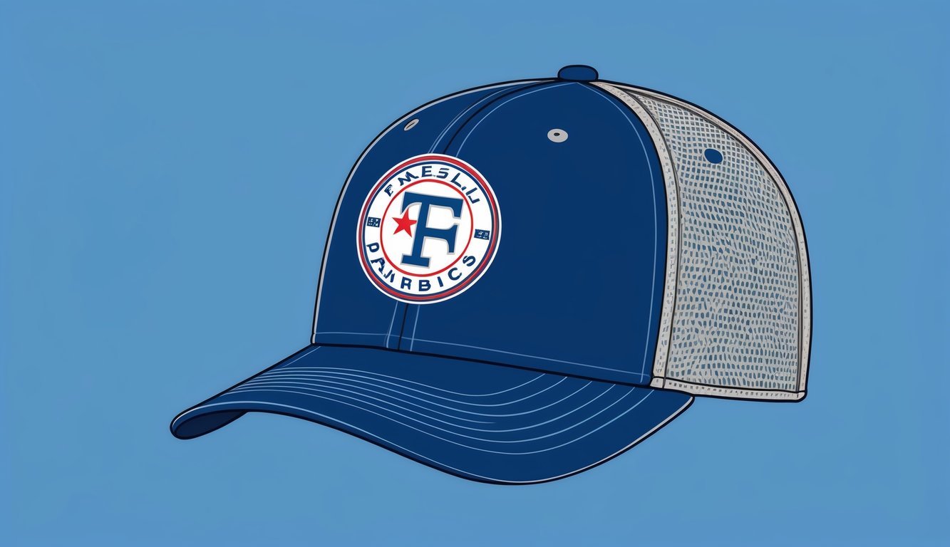 A baseball cap with a curved brim and adjustable strap, featuring a team logo on the front panel and breathable mesh panels on the sides