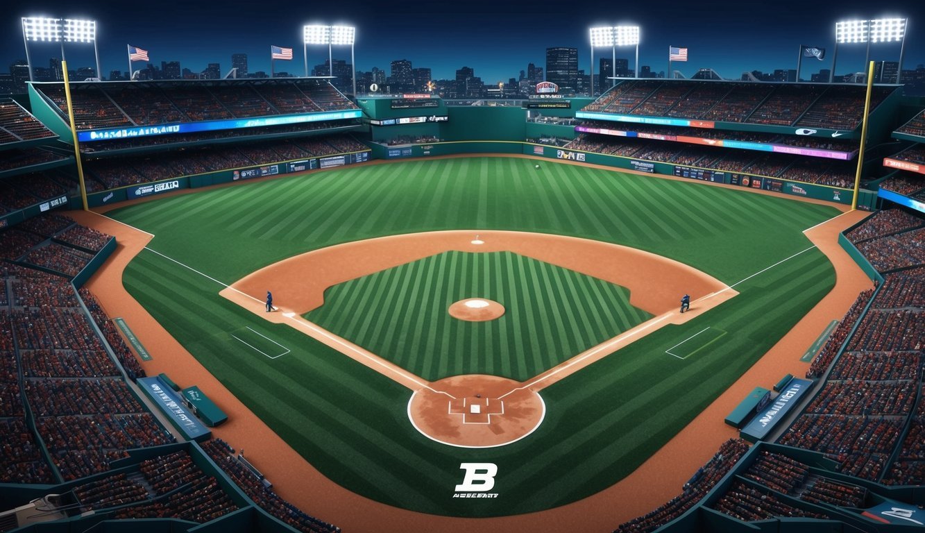 A baseball field with new regulations and futuristic changes to the game