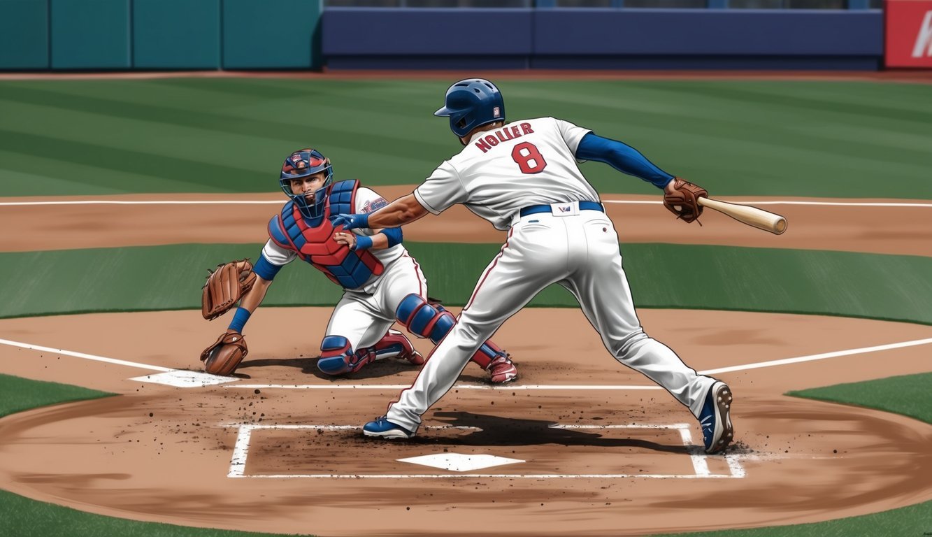 A baseball player strategizes a playmaking foul ball